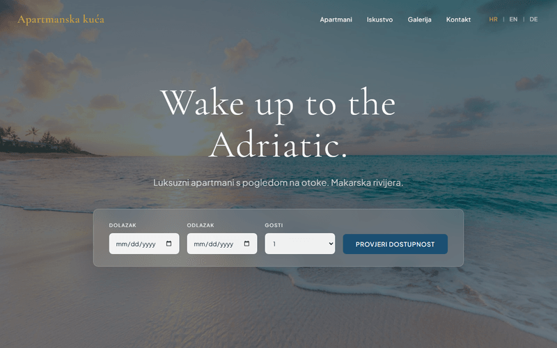 Apartmani — pregled web stranice